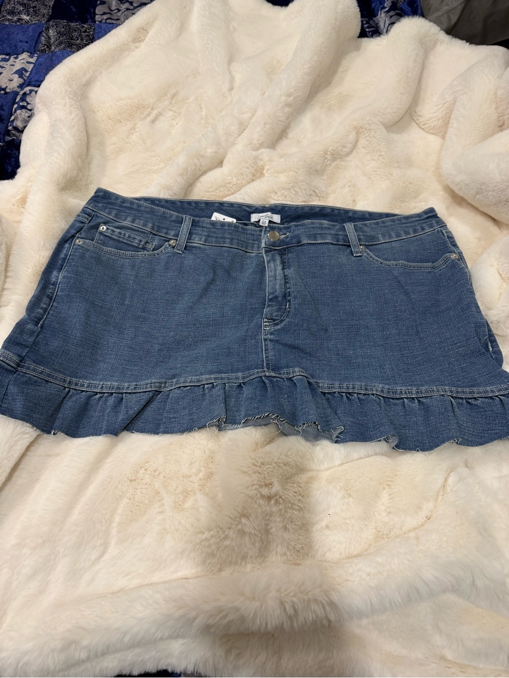 torrid Blue Denim Ruffle-Hem Mini Skirt